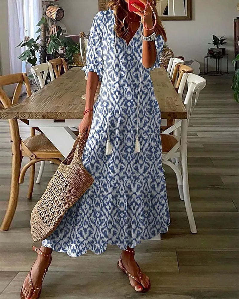 CELESTE | FLOWING BOHO A-LINE DRESS WITH ELEGANT FLATTERING SILHOUETTE