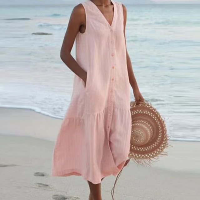ISLA | SLEEVELESS MIDI DRESS WITH ELEGANT TUMMY COVERAGE