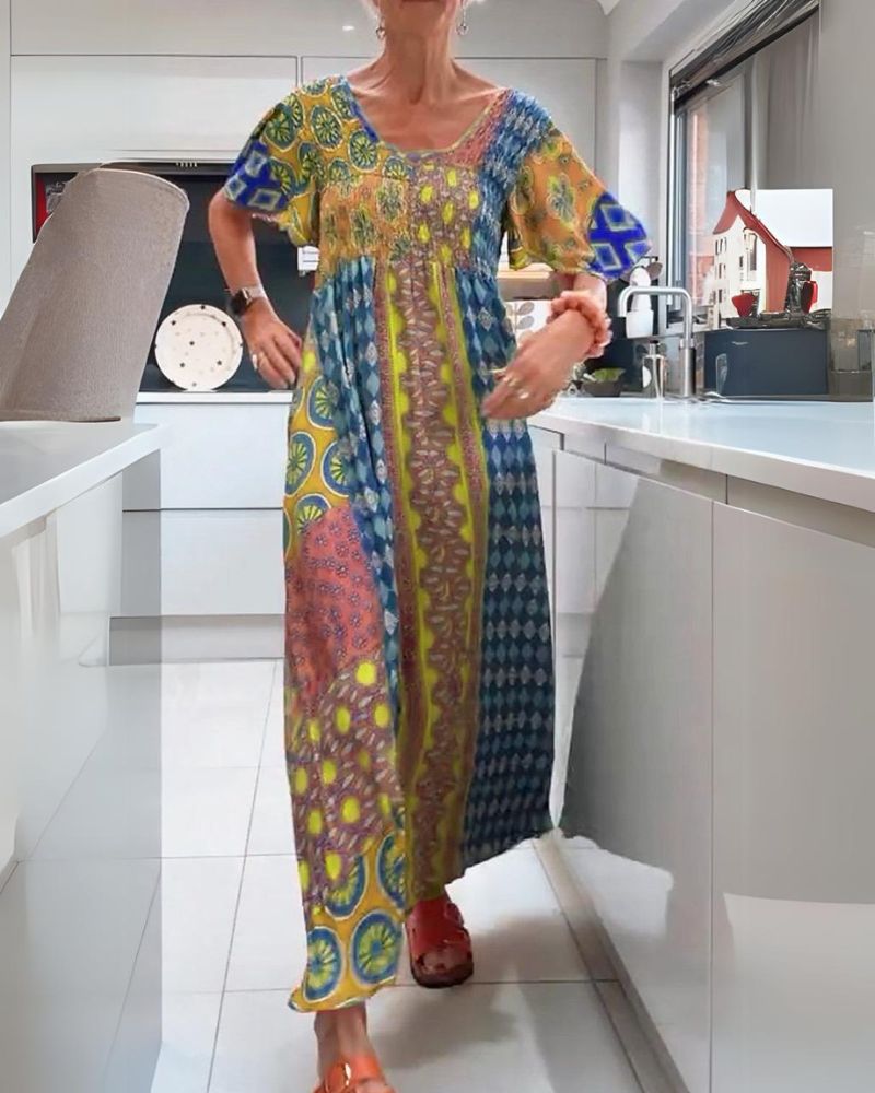 THEIA | FLOWING MIDI DRESS WITH REFINED BOHEMIAN ELEGANCE
