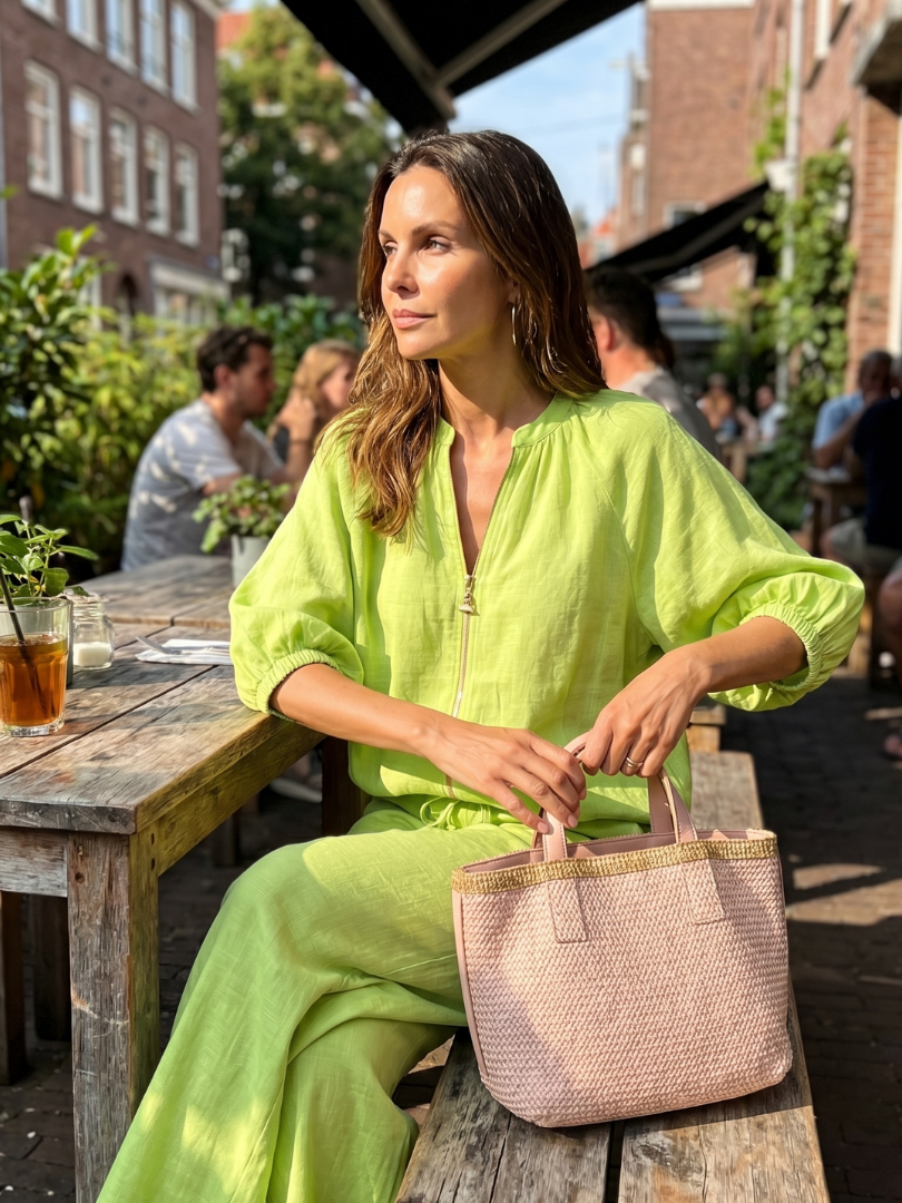 IRIS | FLATTERING ZIP-FRONT BLOUSON SET WITH FLOWING WIDE LEG