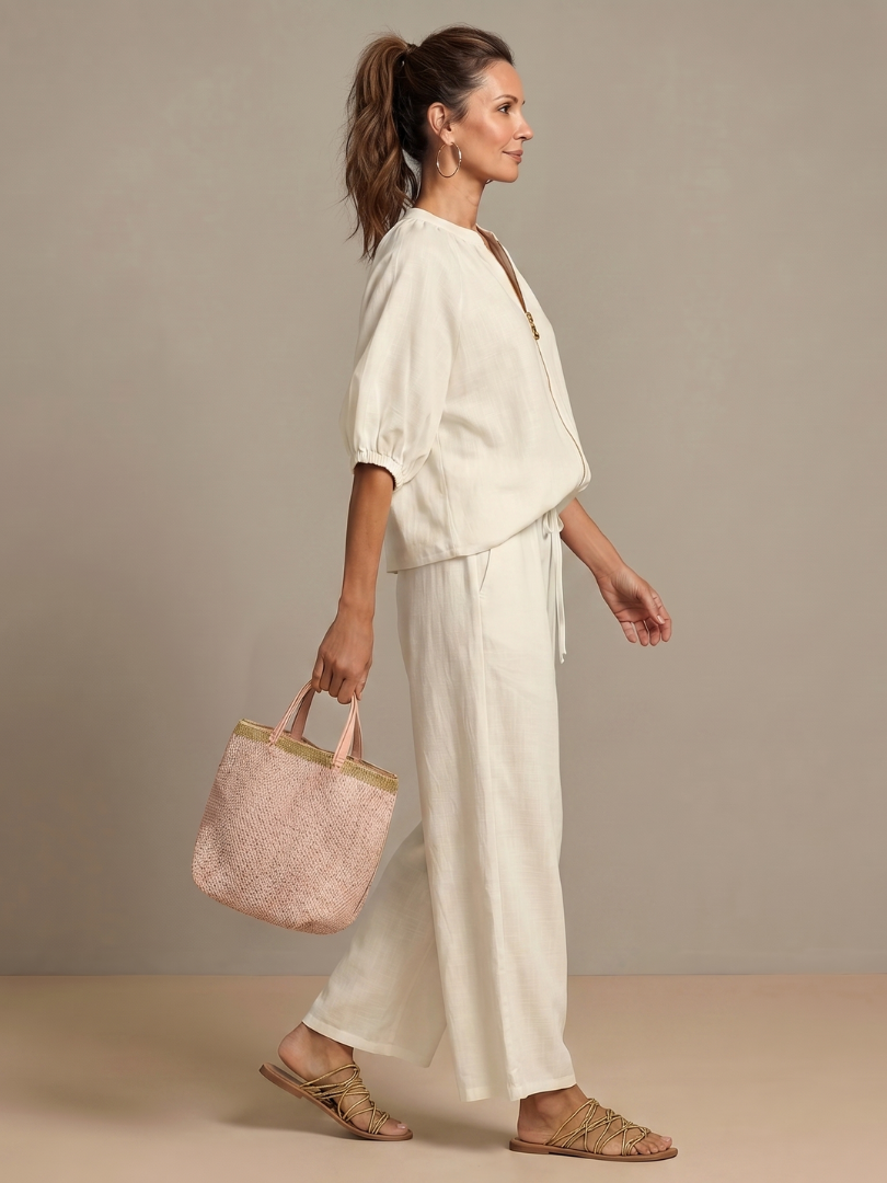 IRIS | FLATTERING ZIP-FRONT BLOUSON SET WITH FLOWING WIDE LEG