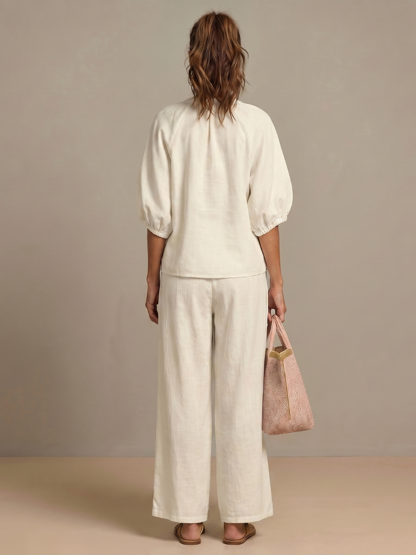 IRIS | FLATTERING ZIP-FRONT BLOUSON SET WITH FLOWING WIDE LEG