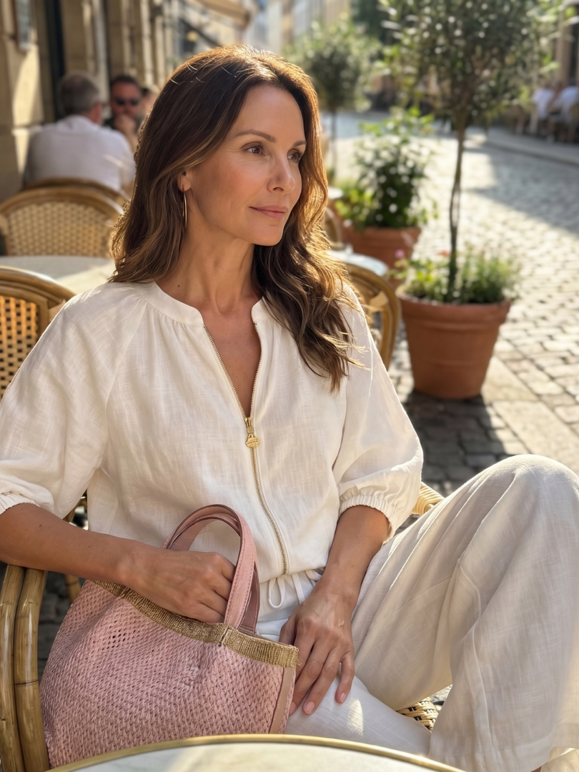 IRIS | FLATTERING ZIP-FRONT BLOUSON SET WITH FLOWING WIDE LEG