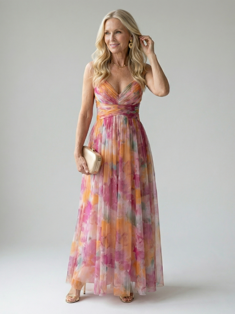 ISEL | ELEGANT SOFT WRAP MAXI DRESS WITH FLATTERING SILHOUETTE