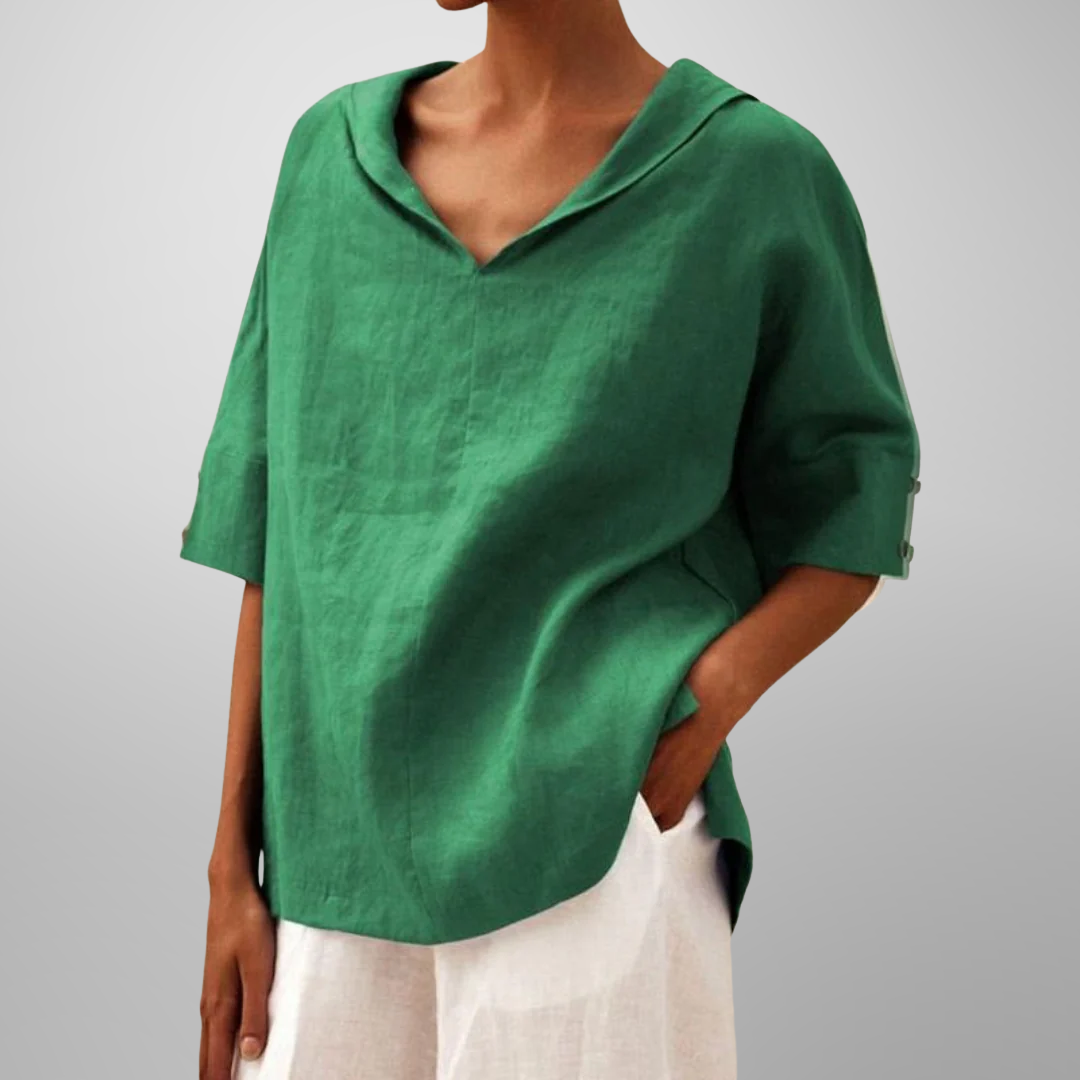 ESLA | RELAXED V-NECK COLLAR TOP