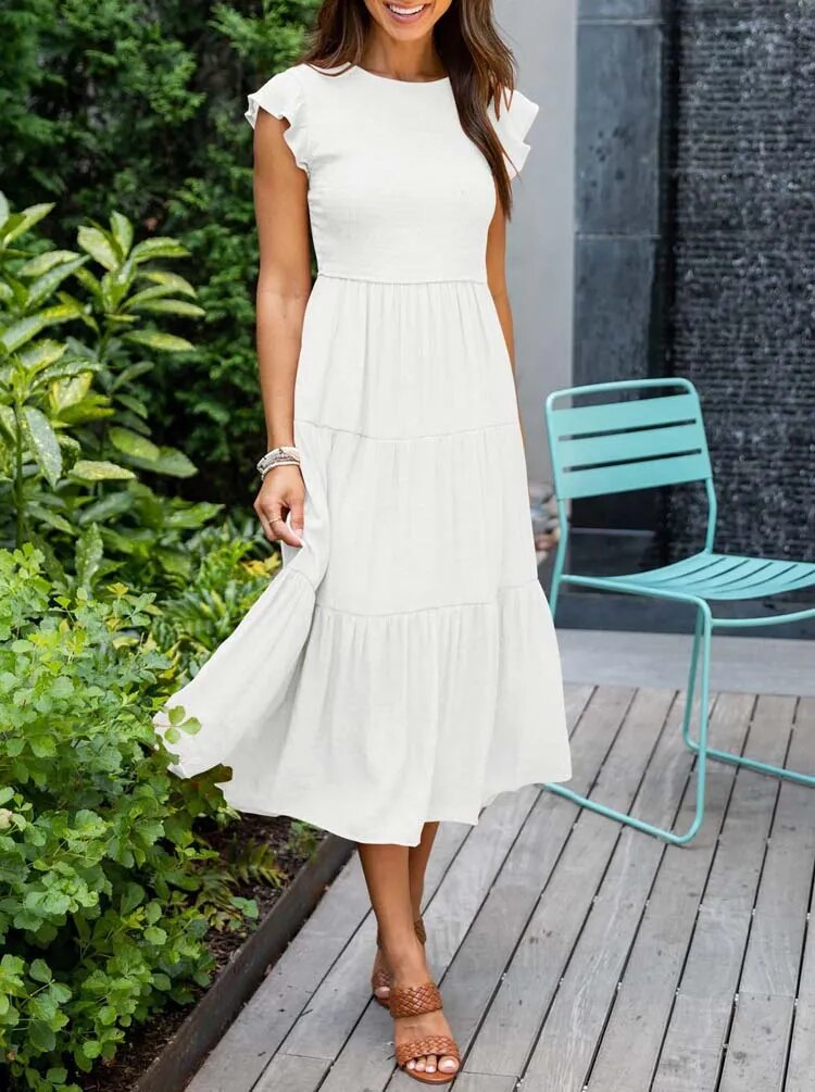 EVELYN | ELEGANT TUMMY-COVERAGE DRESS WITH FLATTERING DRAPE