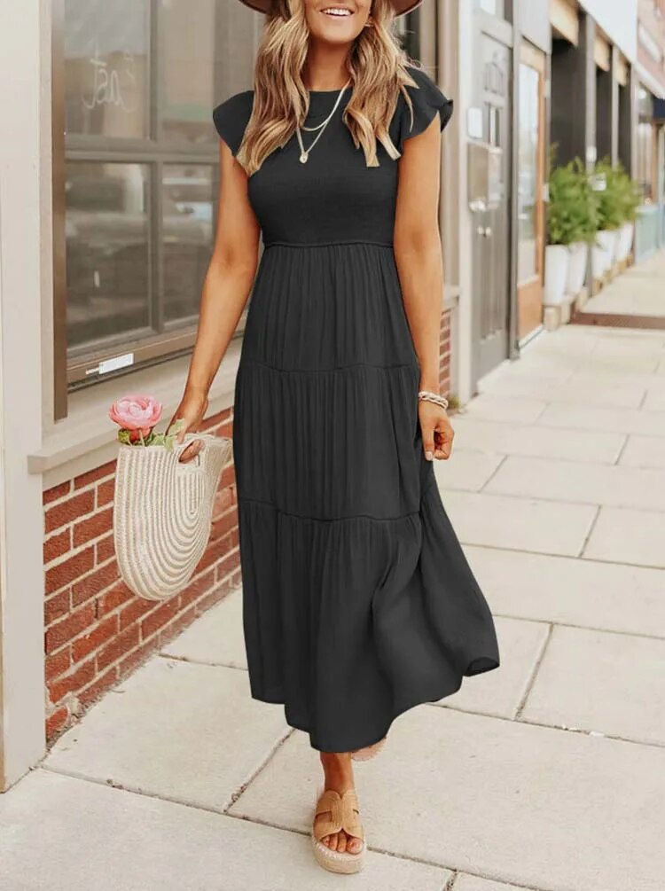 EVELYN | ELEGANT TUMMY-COVERAGE DRESS WITH FLATTERING DRAPE