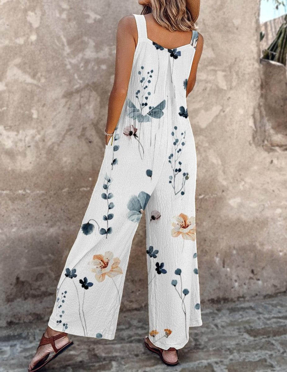 DIANA | SLEEVELESS FLORAL JUMPSUIT WITH GRACEFUL DRAPE