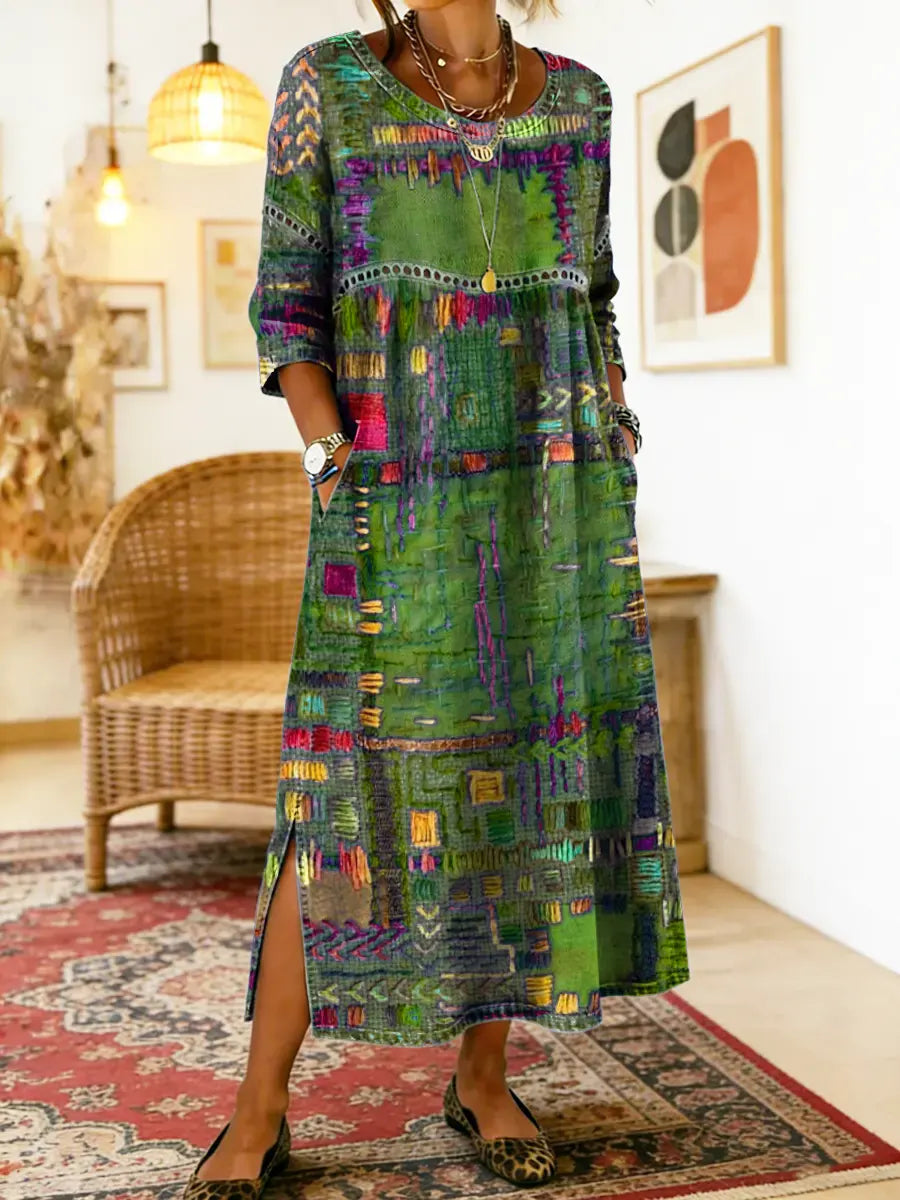 CORA | RELAXED FIT PATCHWORK DRESS WITH FLOWING SILHOUETTE