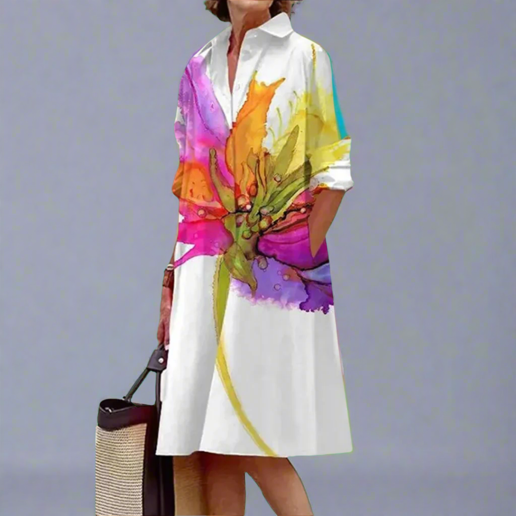 MAIR | FLOWING MIDI DRESS WITH ELEGANT DRAPE AND FLATTERING FIT