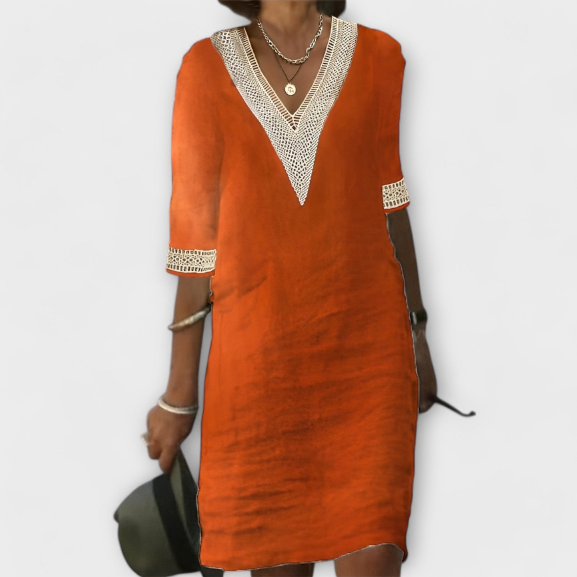 ESME | FLOWING LINEN MIDI DRESS WITH REFINED DRAPE