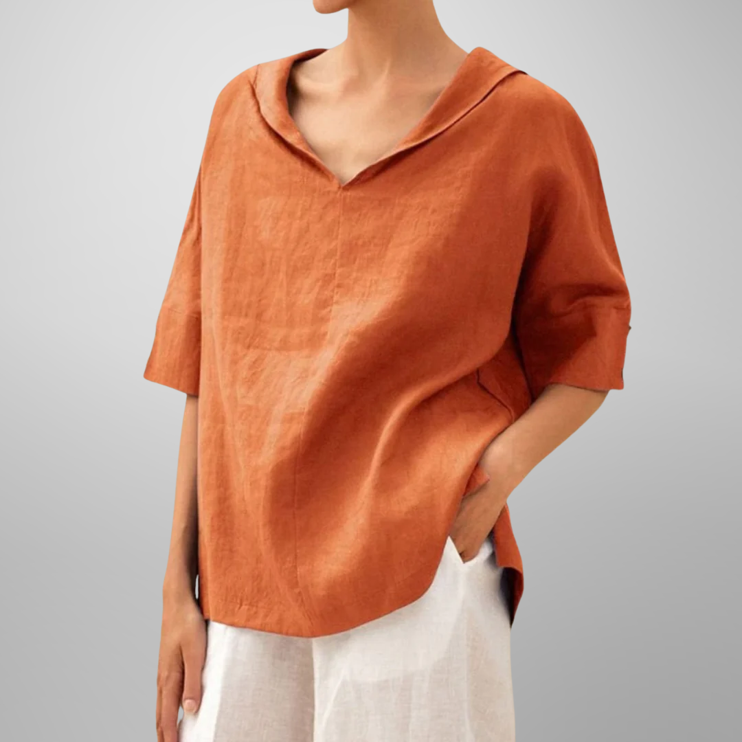 ESLA | RELAXED V-NECK COLLAR TOP