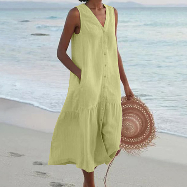ISLA | SLEEVELESS MIDI DRESS WITH ELEGANT TUMMY COVERAGE