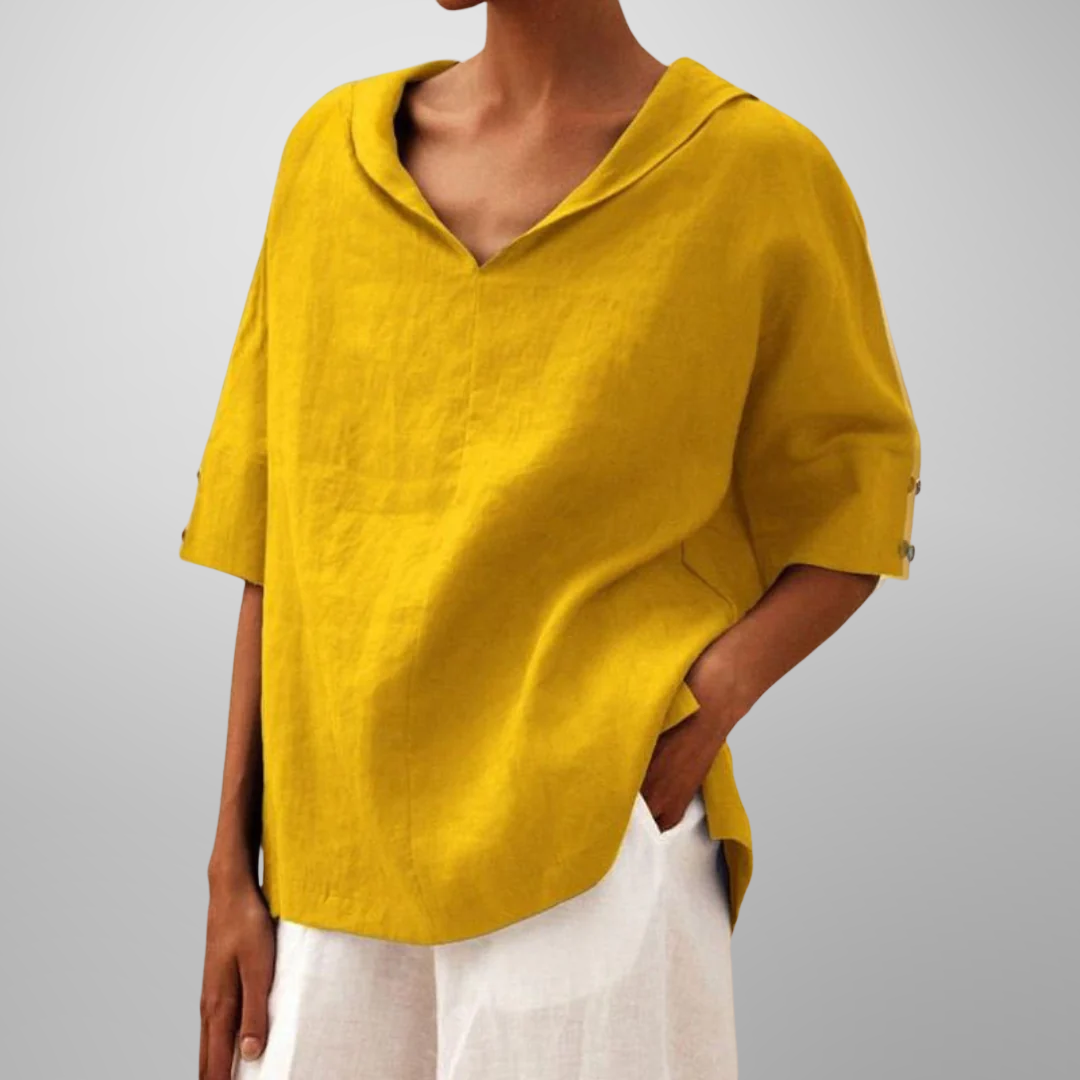 ESLA | RELAXED V-NECK COLLAR TOP