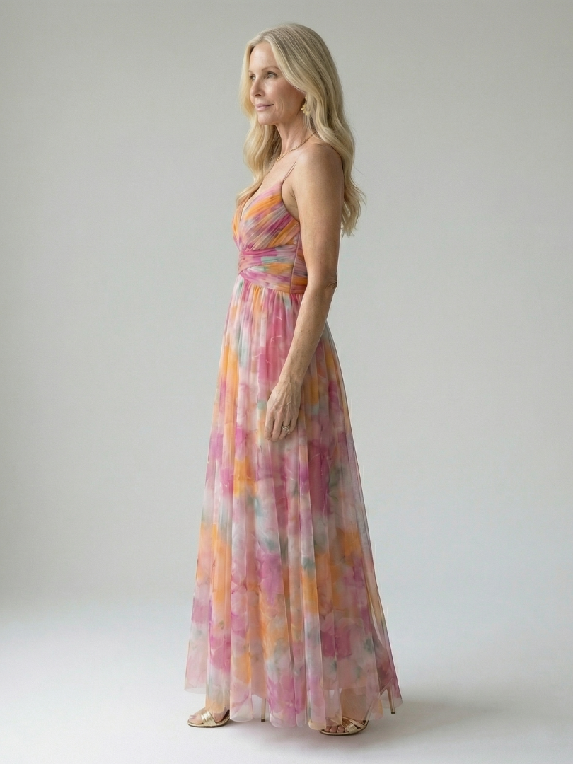 ISEL | ELEGANT SOFT WRAP MAXI DRESS WITH FLATTERING SILHOUETTE