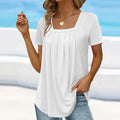 VIVIENNE | ELEGANT PLEATED SUMMER BLOUSE WITH TUMMY COVERAGE