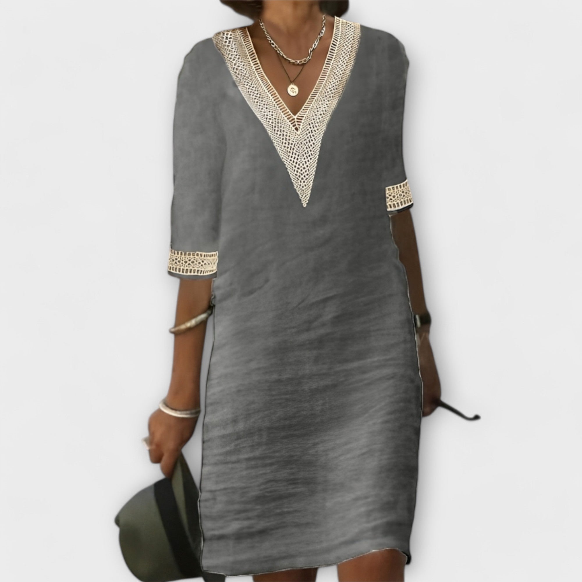 ESME | FLOWING LINEN MIDI DRESS WITH REFINED DRAPE