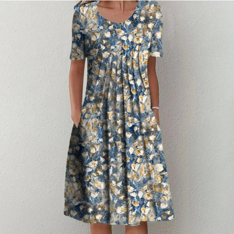 MAEVE | ELEGANT LAYERED MIDI DRESS WITH REFINED DRAPE