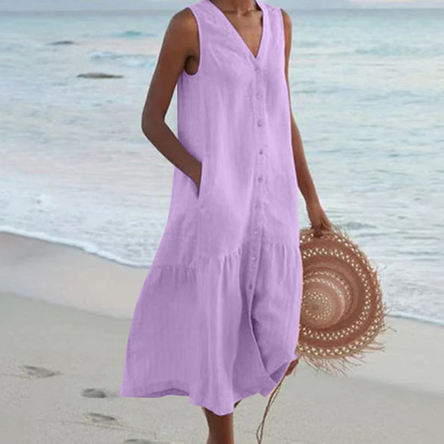 ISLA | SLEEVELESS MIDI DRESS WITH ELEGANT TUMMY COVERAGE