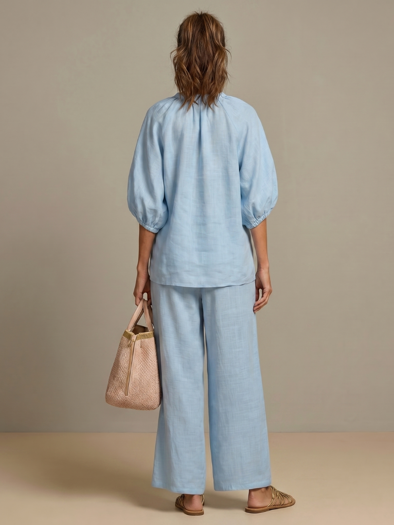 IRIS | FLATTERING ZIP-FRONT BLOUSON SET WITH FLOWING WIDE LEG