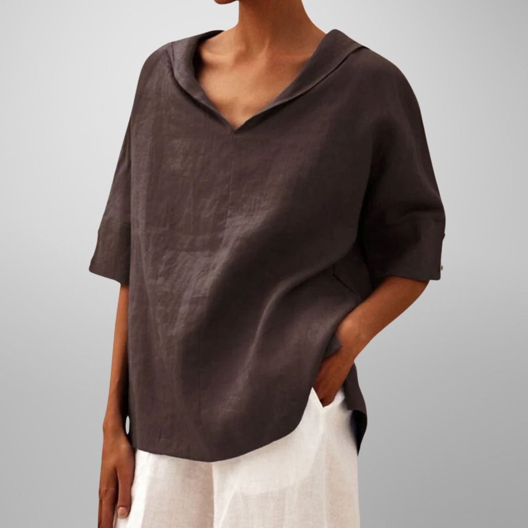 ESLA | RELAXED V-NECK COLLAR TOP