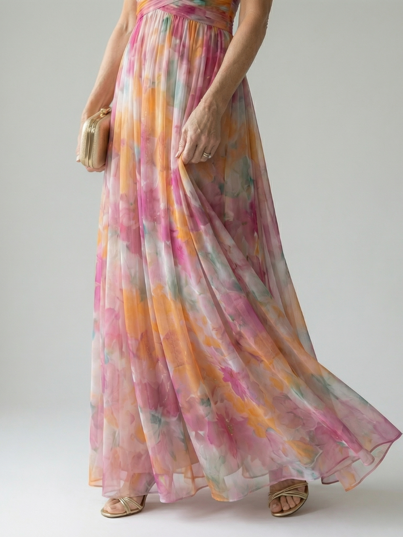 ISEL | ELEGANT SOFT WRAP MAXI DRESS WITH FLATTERING SILHOUETTE