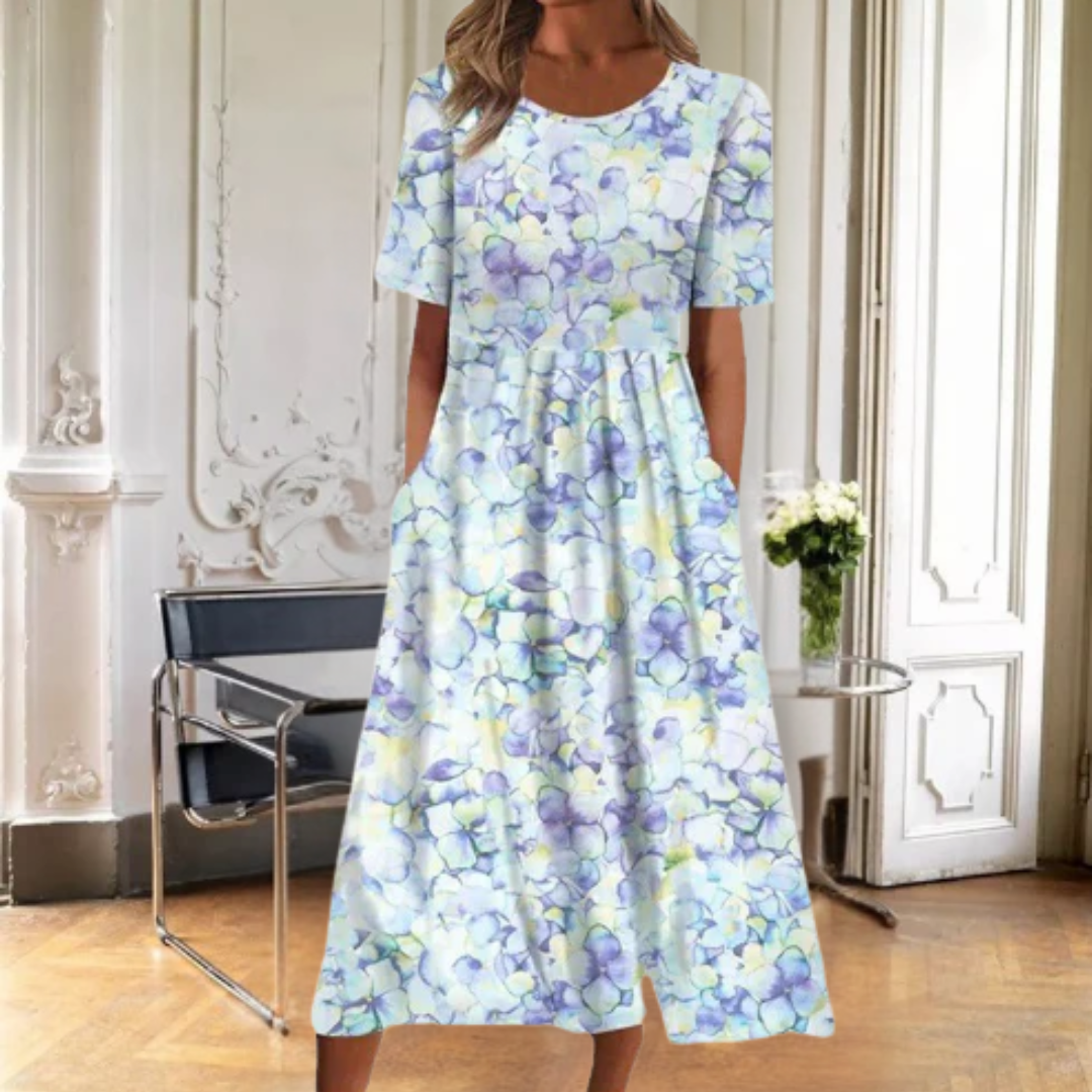 ISABELLA | FLOWING MIDI DRESS WITH ELEGANT DRAPE AND FLATTERING FIT