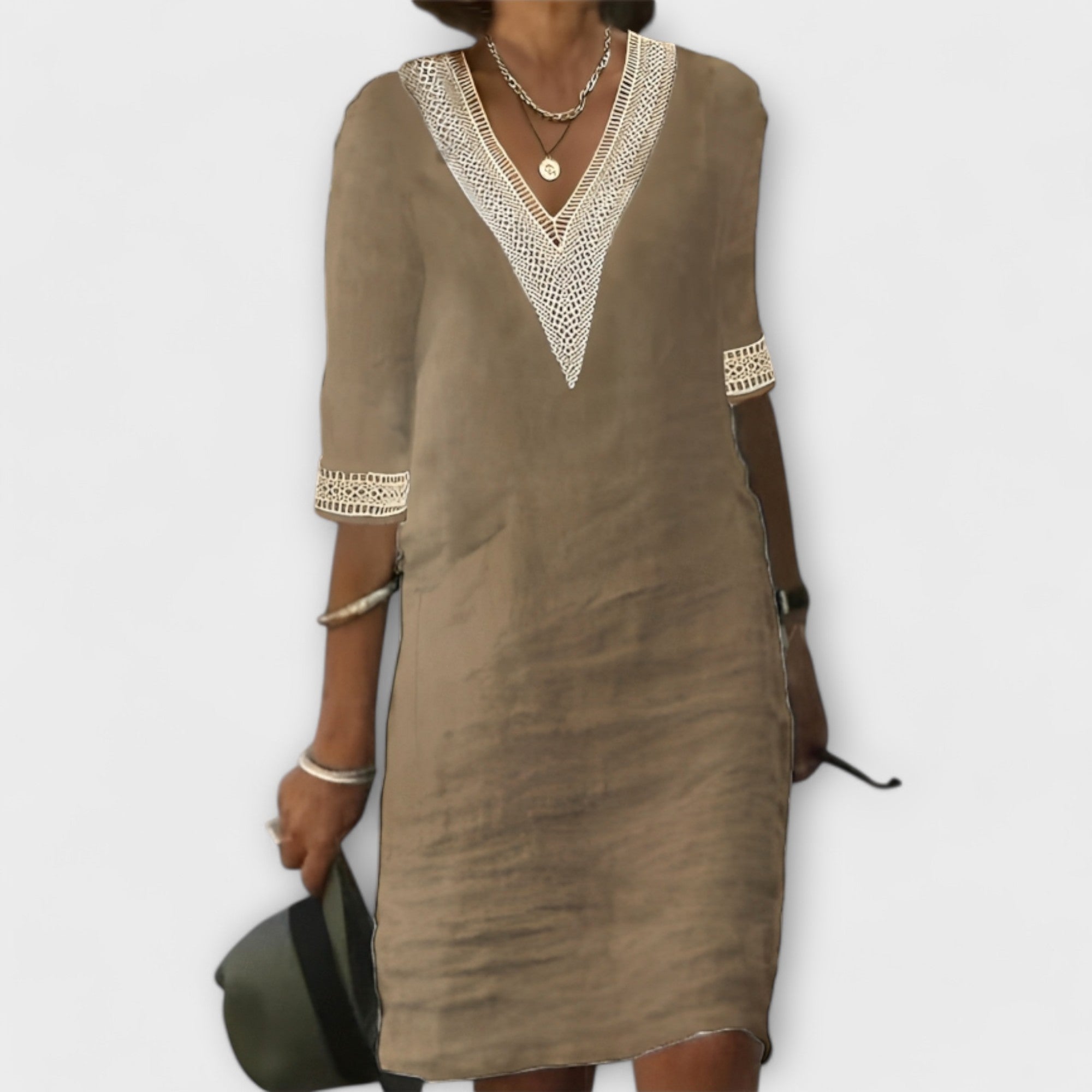 ESME | FLOWING LINEN MIDI DRESS WITH REFINED DRAPE
