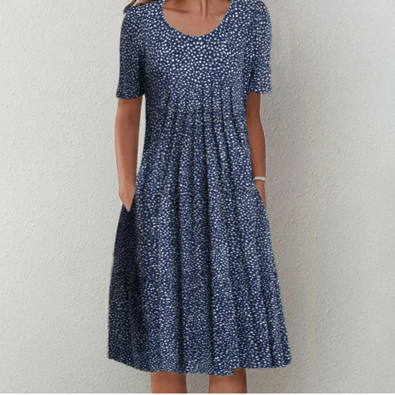 MAEVE | ELEGANT LAYERED MIDI DRESS WITH REFINED DRAPE