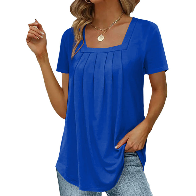 VIVIENNE | ELEGANT PLEATED SUMMER BLOUSE WITH TUMMY COVERAGE