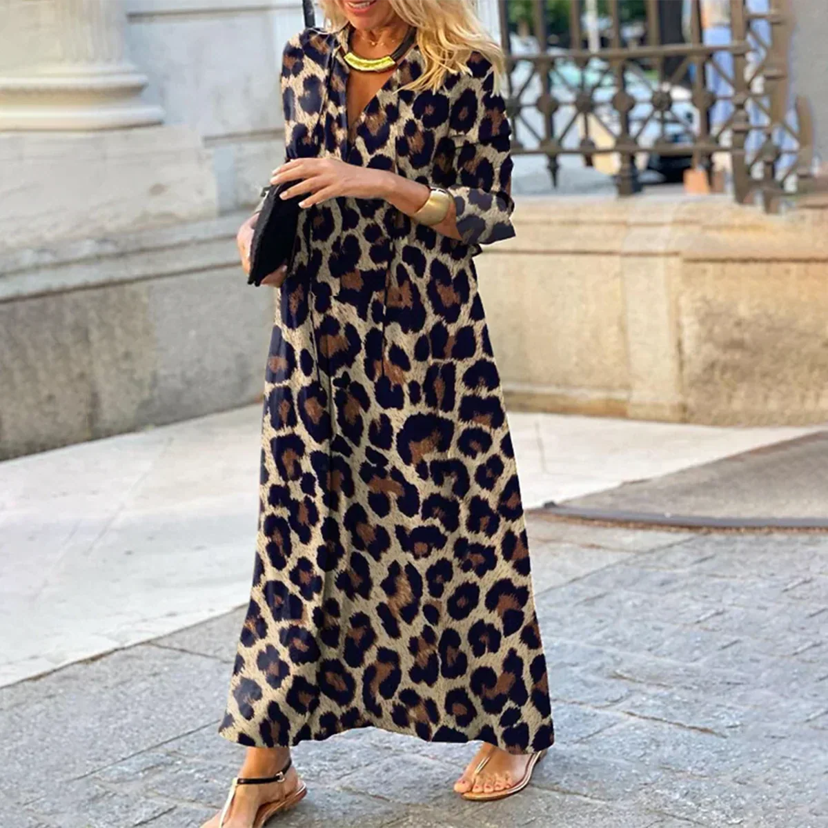 FREYA | FLATTERING LEOPARD PRINT MIDI DRESS WITH ELEGANT DRAPE