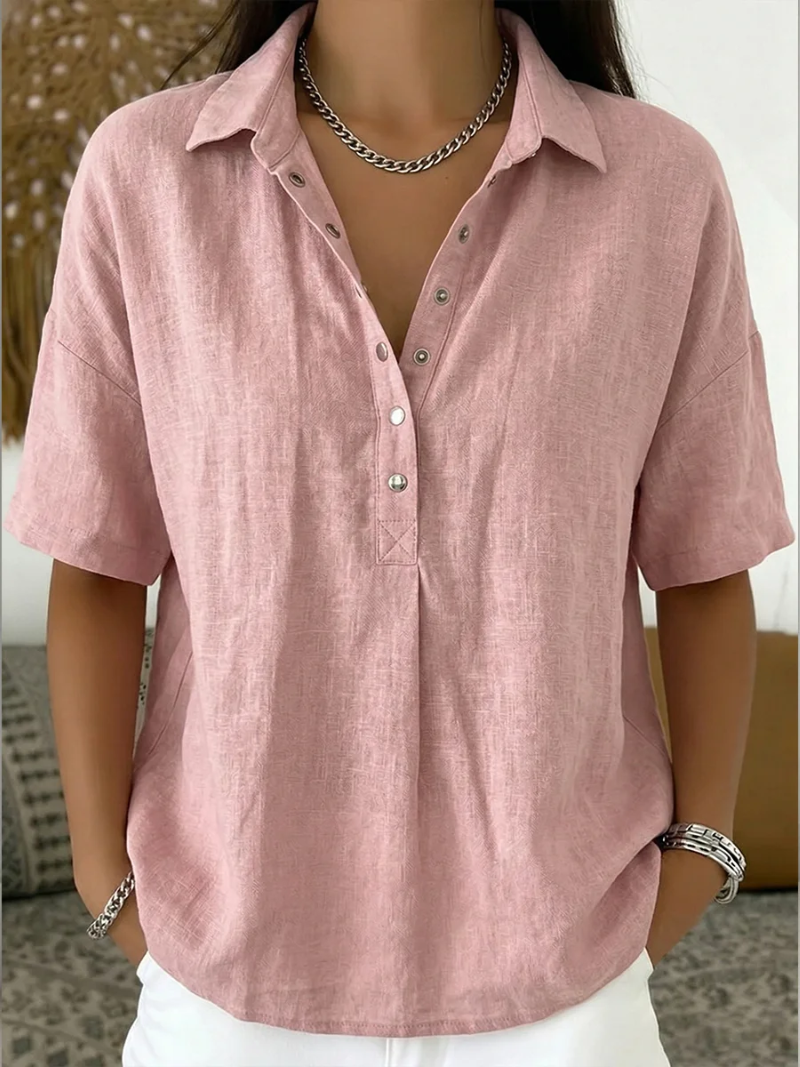 HATTIE | FLATTERING COLLARED BLOUSE WITH REFINED BUTTON DETAIL