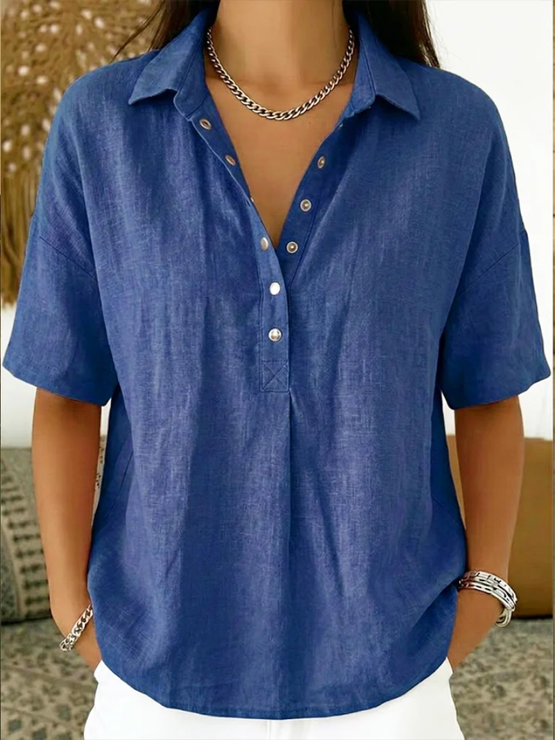 HATTIE | FLATTERING COLLARED BLOUSE WITH REFINED BUTTON DETAIL