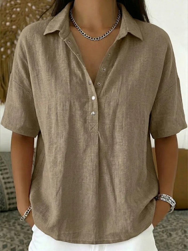 HATTIE | FLATTERING COLLARED BLOUSE WITH REFINED BUTTON DETAIL