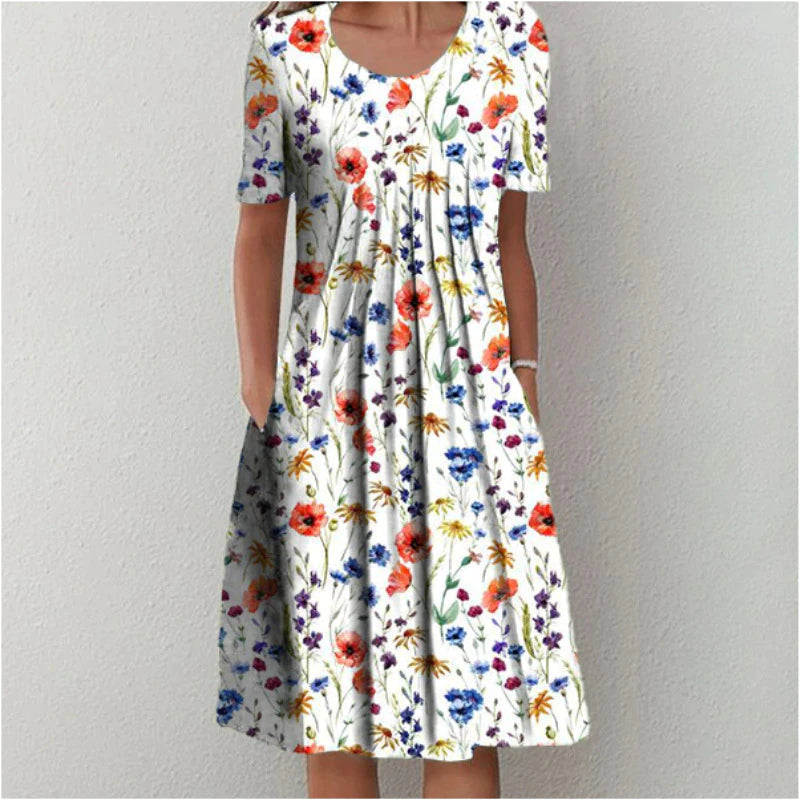 MAEVE | ELEGANT LAYERED MIDI DRESS WITH REFINED DRAPE
