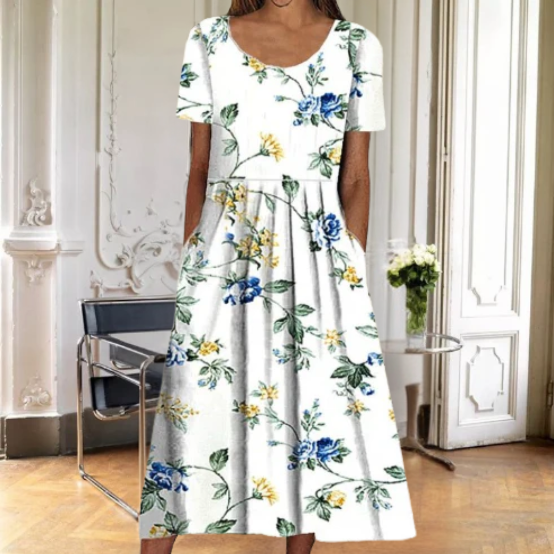 ISABELLA | FLOWING MIDI DRESS WITH ELEGANT DRAPE AND FLATTERING FIT
