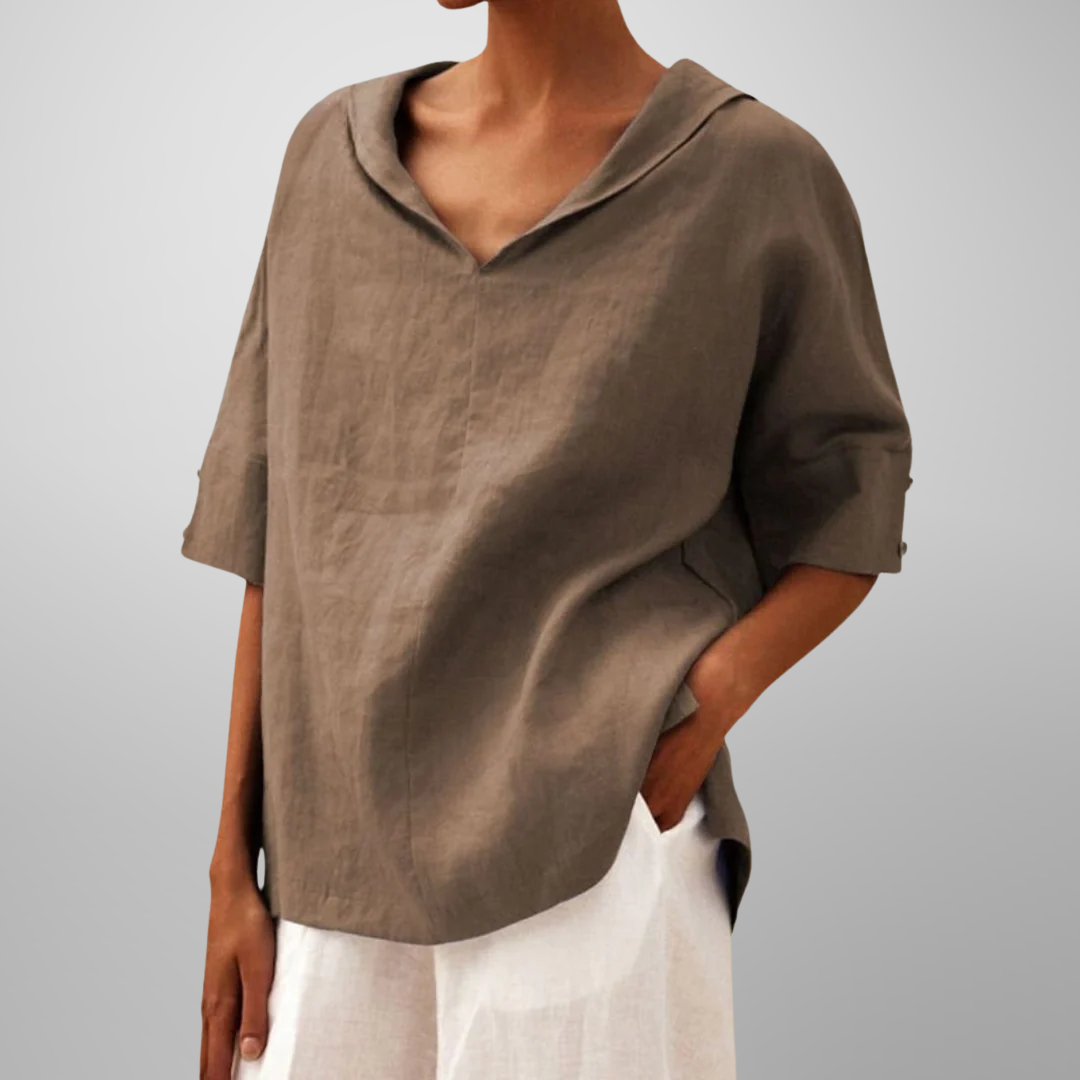ESLA | RELAXED V-NECK COLLAR TOP