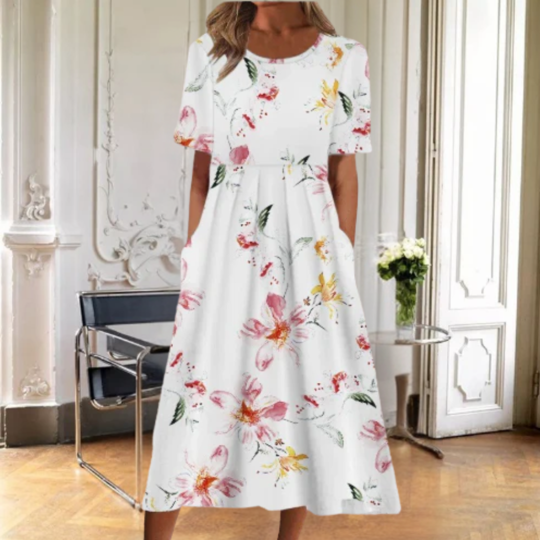ISABELLA | FLOWING MIDI DRESS WITH ELEGANT DRAPE AND FLATTERING FIT