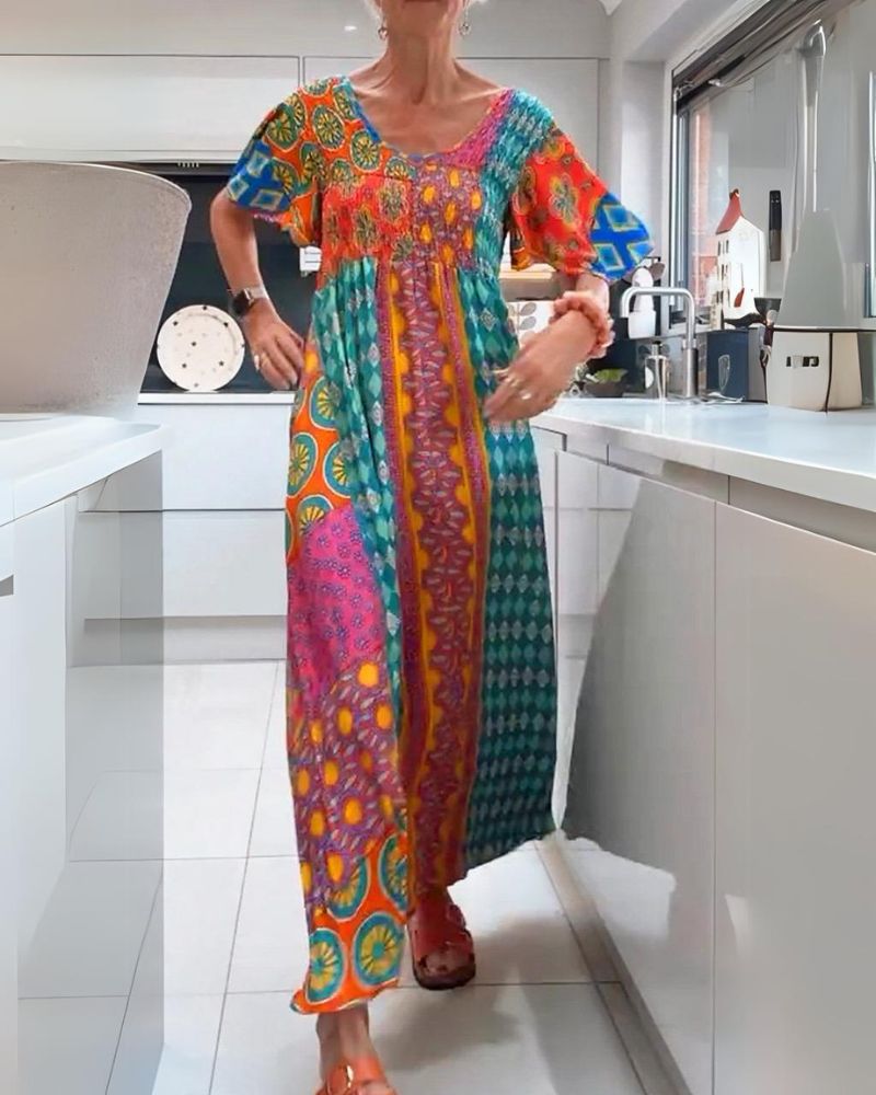 THEIA | FLOWING MIDI DRESS WITH REFINED BOHEMIAN ELEGANCE