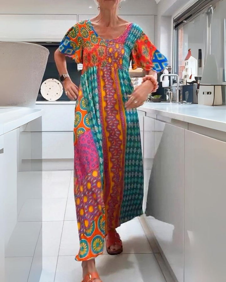 THEIA | FLOWING MIDI DRESS WITH REFINED BOHEMIAN ELEGANCE
