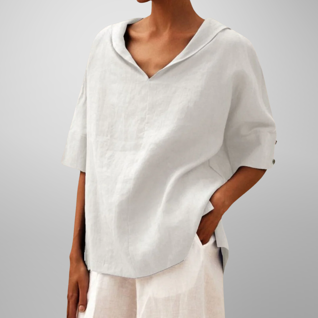ESLA | RELAXED V-NECK COLLAR TOP