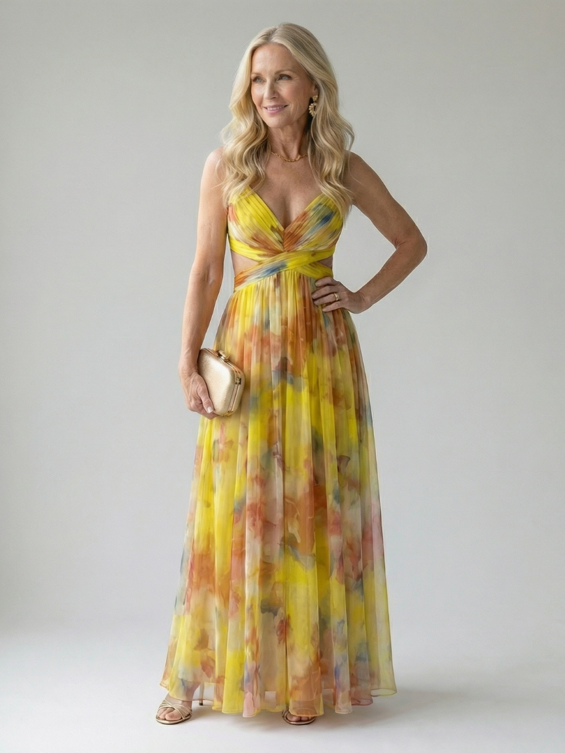 ISEL | ELEGANT SOFT WRAP MAXI DRESS WITH FLATTERING SILHOUETTE