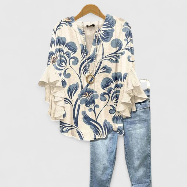 ROSIE | FLATTERING RUFFLE SLEEVE BLOUSE WITH REFINED SILHOUETTE