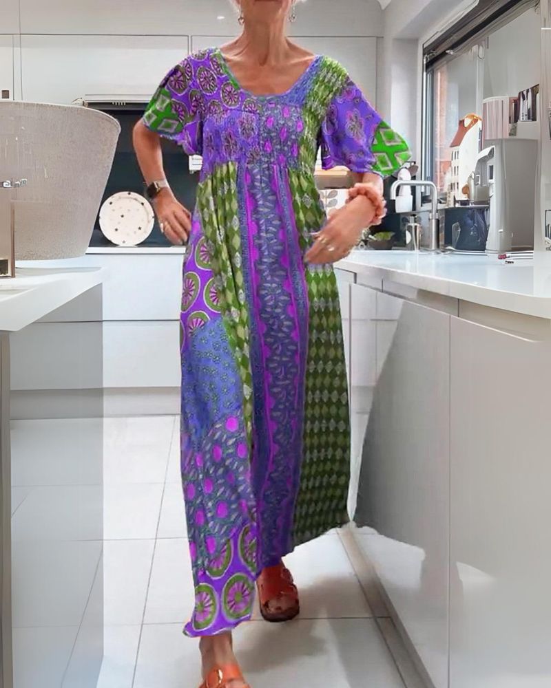 THEIA | FLOWING MIDI DRESS WITH REFINED BOHEMIAN ELEGANCE