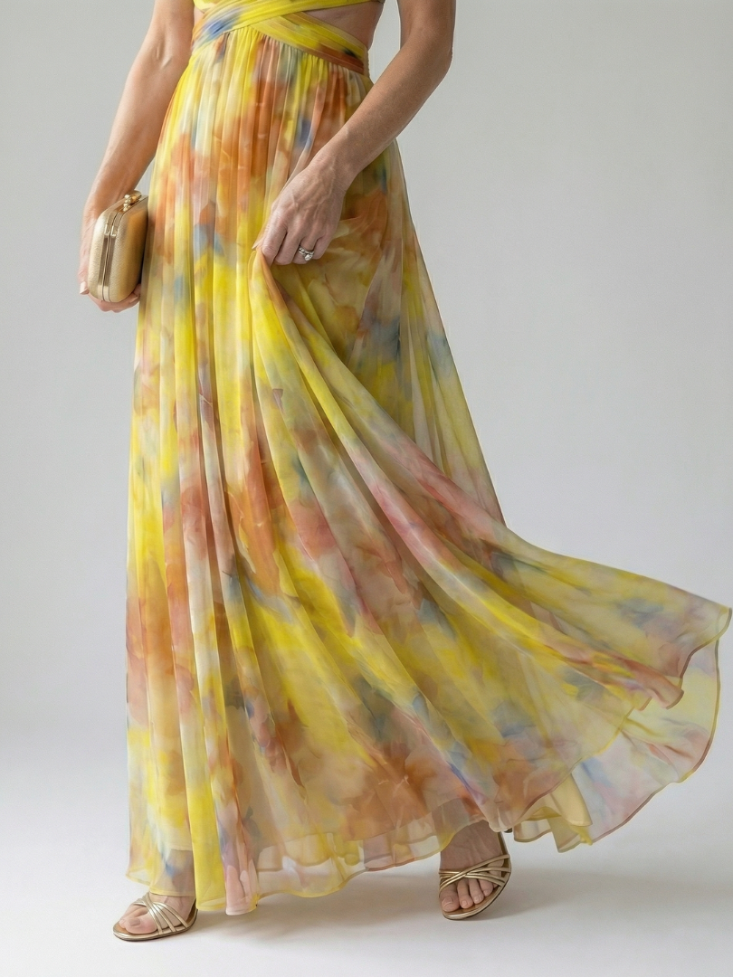 ISEL | ELEGANT SOFT WRAP MAXI DRESS WITH FLATTERING SILHOUETTE