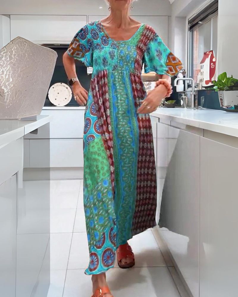 THEIA | FLOWING MIDI DRESS WITH REFINED BOHEMIAN ELEGANCE