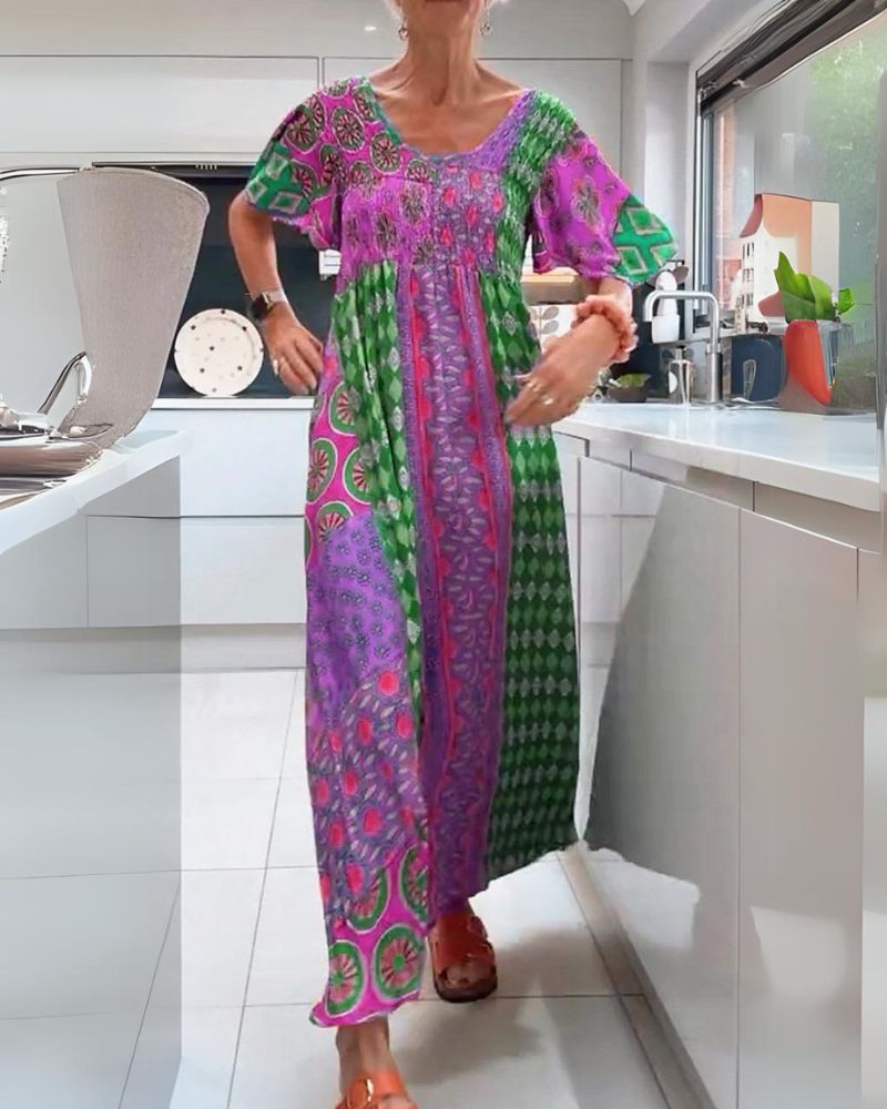 THEIA | FLOWING MIDI DRESS WITH REFINED BOHEMIAN ELEGANCE