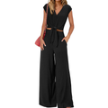 EVA | BREEZY V-NECK WIDE-LEG TWO-PIECE SET
