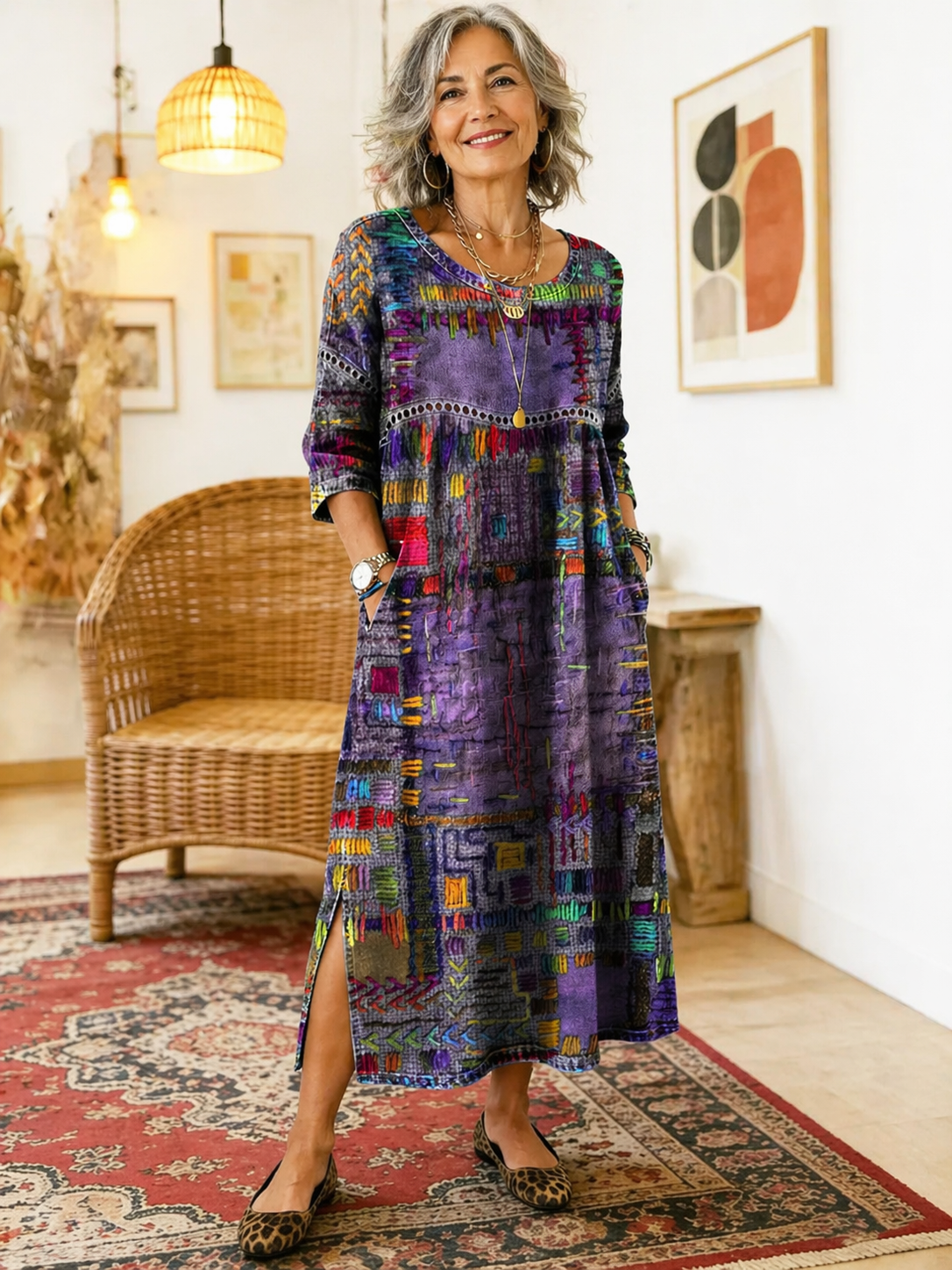 CORA | RELAXED FIT PATCHWORK DRESS WITH FLOWING SILHOUETTE