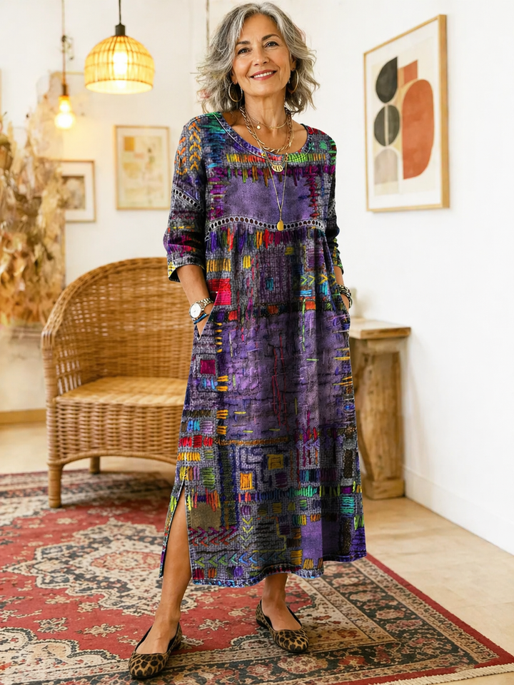 CORA | RELAXED FIT PATCHWORK DRESS WITH FLOWING SILHOUETTE